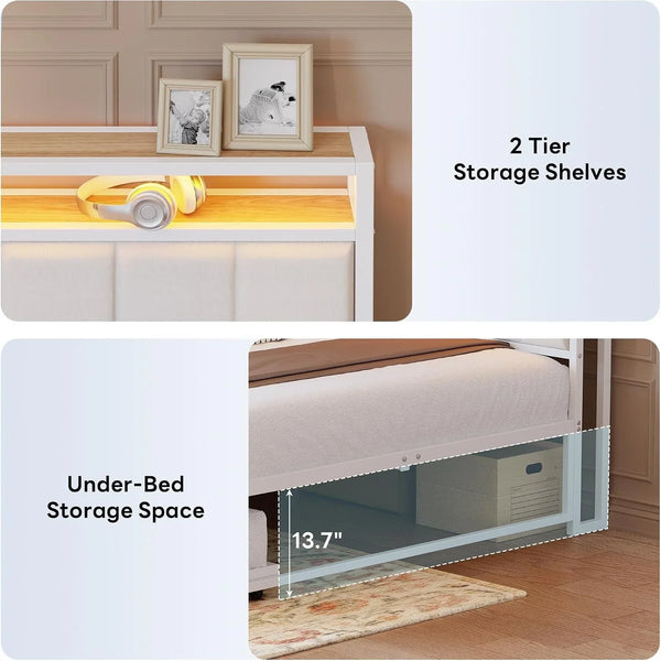 Full Daybed with Trundle, Charging Station & LED, White9