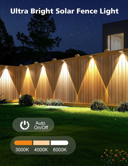 Solar Fence Lights Outdoor 12 Pack, 3 Color Temperature Fence Light6
