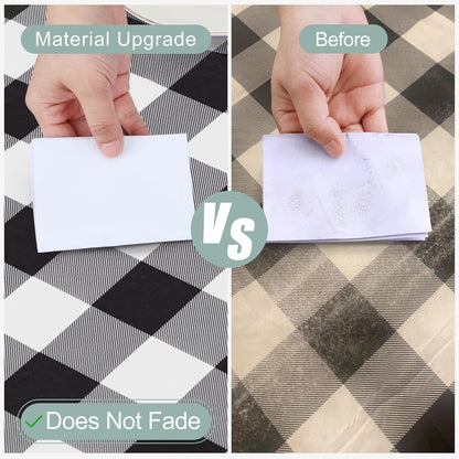 Rectangle Waterproof Vinyl Table Cloth, Buffalo Flannel Backed Tablecloth, Wipeable Plastic Table Cover for Dinner, Kitchen, Outdoor (60" X 84", Black and White)3