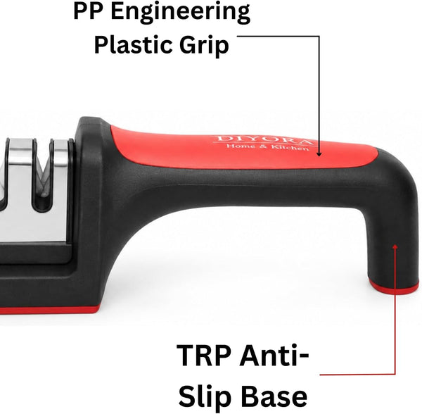 4 Stage Manual Knife Sharpener for Kitchen, 4 in 1 Scissor Sharpener Helps Repair, Restore, Polish Blades and Cut-Resistant with Non-Slip Grip8