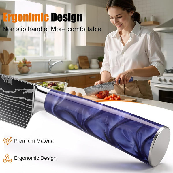 Purple 7 Inch Nakiri Knife, Ultra Sharp Vegetable Chopping Cleaver5