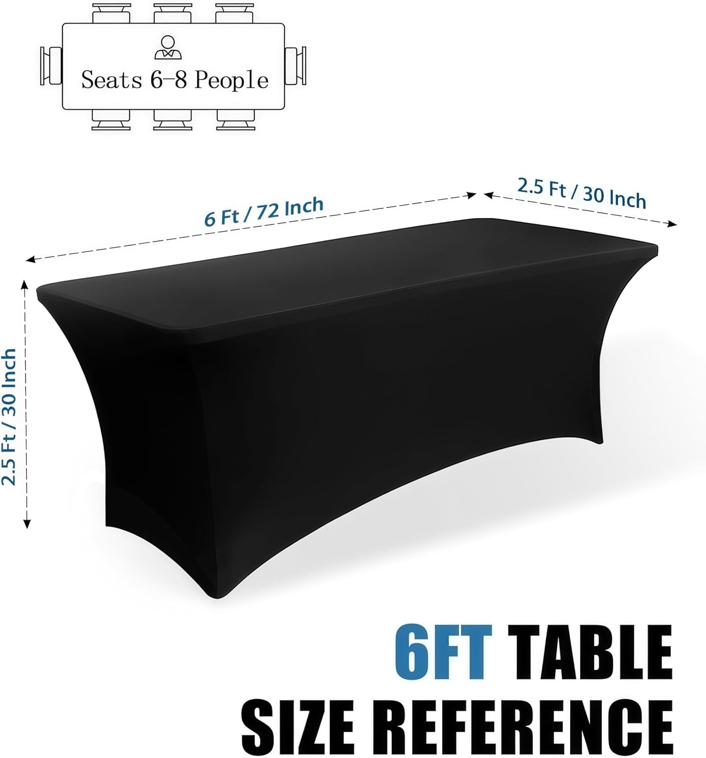 6ft-black-table-cloth-2-pack-fitted-stretch-rectangle-spandex-tablecloth-washable-table-cover-for-party-picnic-wedding-banquet-birthday-and-festival30-x-72