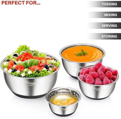 Mixing Bowls with Lids Set, Stainless Steel Mixing Bowls Set of 55