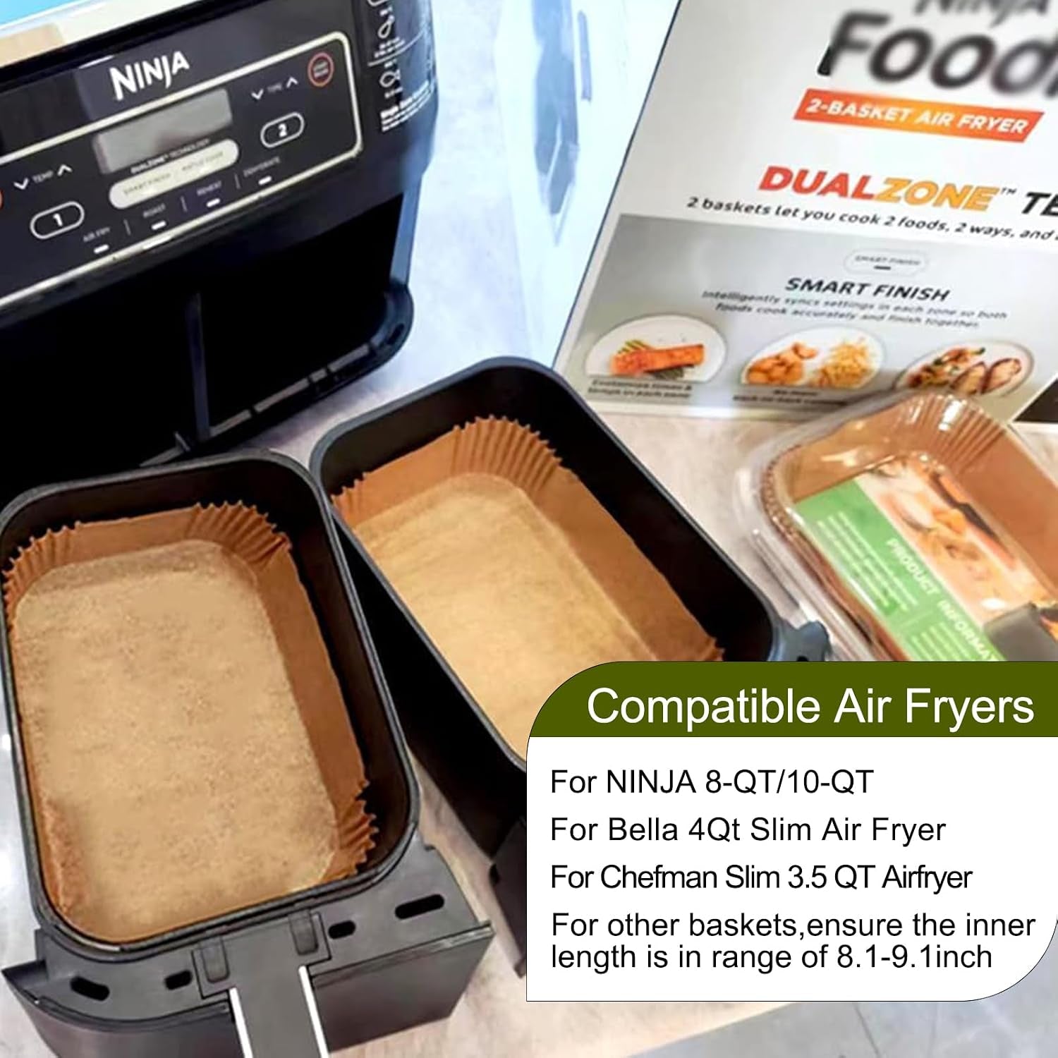 air-fryer-liners-for-bella-4qt-slim-air-fryer-bella-air-fryer-accessories-parchment-paper-liners-disposable-rectangular-for-ninja-foodi-2-basket-instant-pot-vortex-plus-powerxl-vortex100pcs