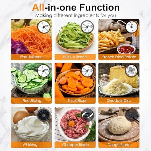 16-Cup Food Processor, Heavy-Duty 9-Function Appliance with 7 Blades & 3 Speeds for Dough Kneading, Meat Chopping, Slicing, Shredding & Making French Fries, 600W (Red, 16 Cup)4