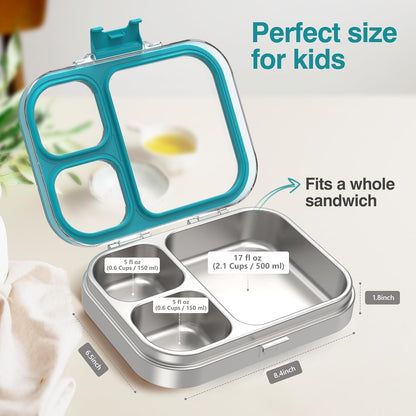 Stainless Steel Bento Lunch Box, Blue, 3.3Cups2