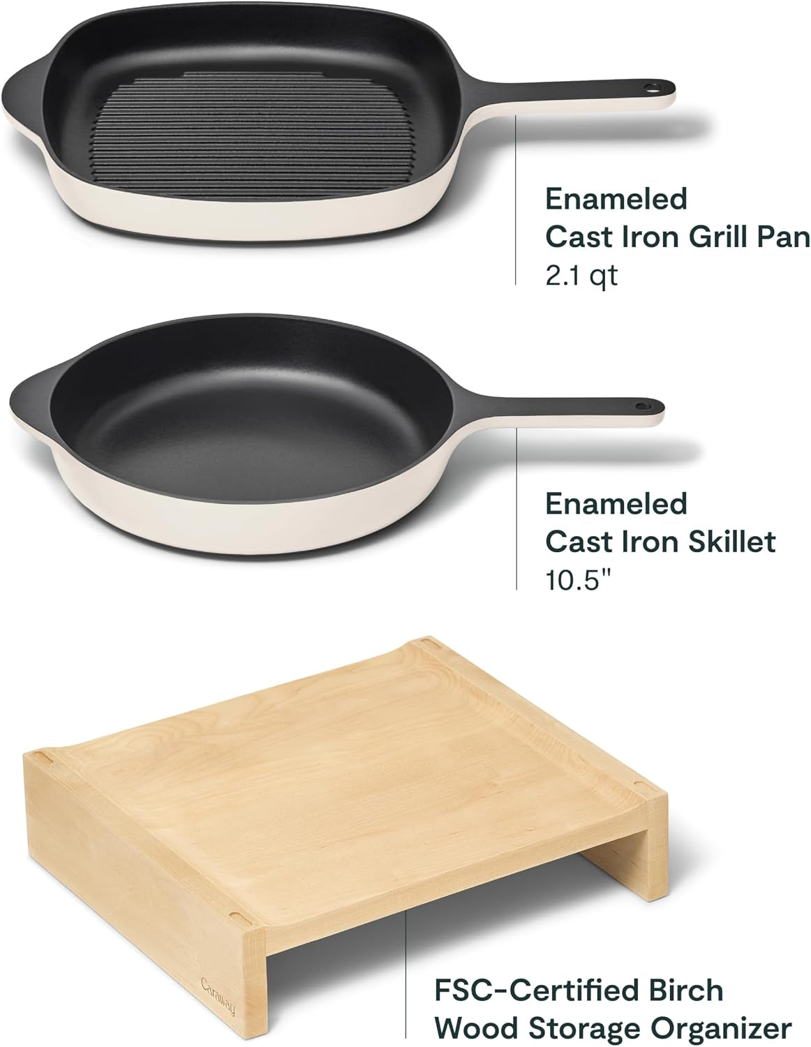 caraway-10-5-cast-iron-skillet-and-grill-pan-duo-enameled-cookware-set-with-non-toxic-3-layer-enamel-coating-no-seasoning-required-compatible-with-all-stovetops-cream