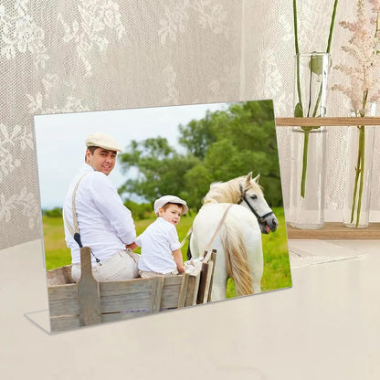 4X6 Acrylic Picture Frames, Set of 6 Clear Acrylic Frameless Gift for Desktop Display, Standing Picture or Display Sign Holder with Inserts for Home Office - Horizontal3