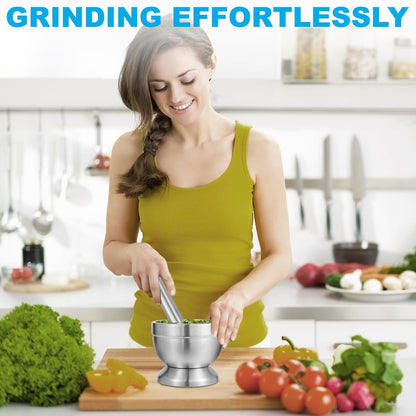 Mortar and Pestle Set, 18/8 Stainless Steel Pill Crusher4