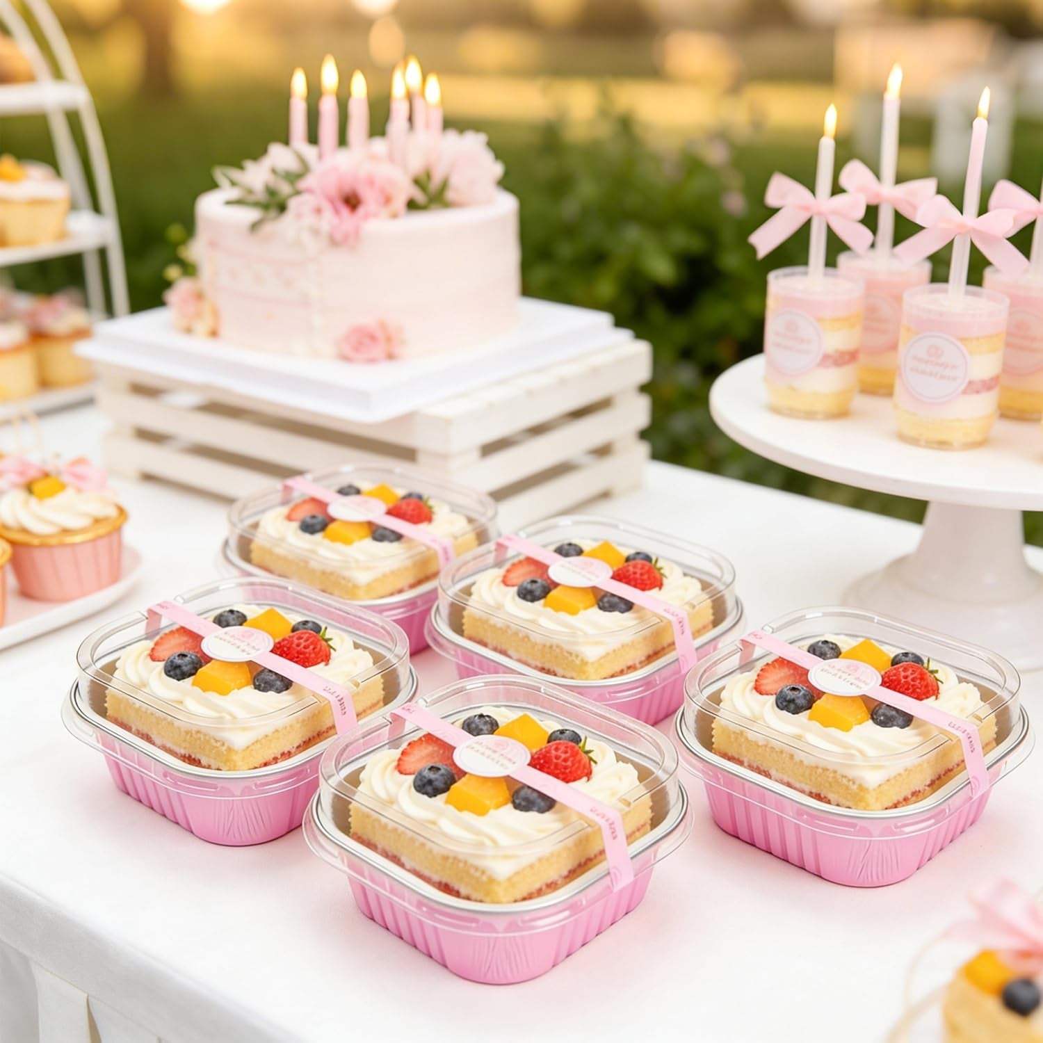 mini-cake-pans-with-lids-50-pack-pink-5oz-for-picnic-desserts-good-for-fudge-gelatin-desserts-baked-custard-and-cold-treats-clear-top-helps-buyers-see-the-finished-look