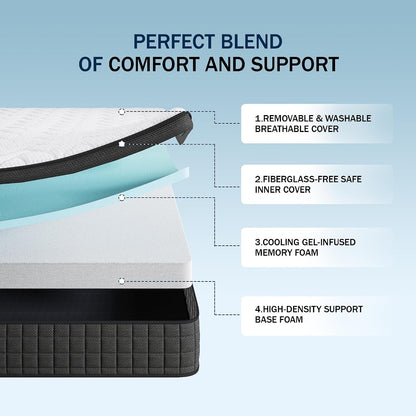 Twin Mattress 12 Inch, Memory Foam Hybrid Pocket Spring Medium Firm in a Box, Cooling Breathable Bedding for Home Bedroom（12 Twin）5