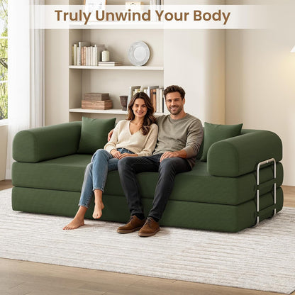 78.7" Convertible Sofa Bed,5-In-1 Corduroy Modular Couch,Green2