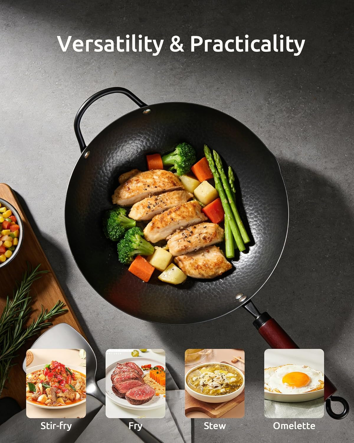 wok-pan-carbon-steel-wok-woks-stir-fry-pans-nonstick-13-inch-wok-pan-with-wooden-lid-pre-seasoned-carbon-steel-cookware-5-8qt-flat-bottom-chinese-wok-pan-compatible-with-all-cooktops