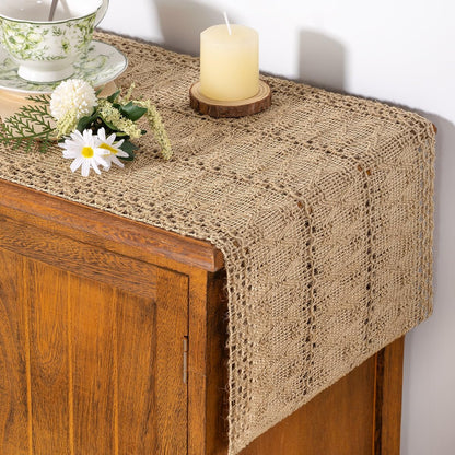 Boho Table Runner Fall Farmhouse Rustic Dining Dresser Scarf Home Decor1