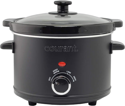 Slow Cooker 2.5 Quart Crock, with Easy Cooking Options, Dishwasher Safe Pot and Glass Lid, Matte Black1