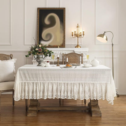 Vintage French Lace Cotton Table Cloth,Square 63"X63"-Neumann8