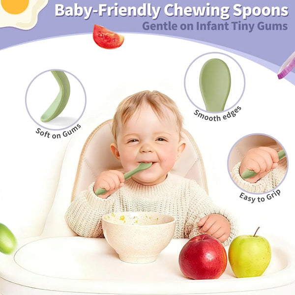 8 Pcs Silicone Baby Spoons Infant Utensils for First Stage Feeding | Soft Chewable Tips Soothe Gums, Bendable Handle for Self-Feeding, Ideal for Led Weaning, Bpa-Free, Dishwasher & Boil-Safe3