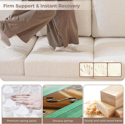 Oversized 85'' Couches for Living Room, Modern 3-Seater Cloud Couch with Removable Cover, Wide Armrest, Thick Spring Cushions, Comfy Deep Sofa for Apartment, Office, Small Space, Linen Beige5