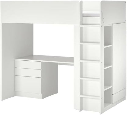 SMÅSTAD Loft Bed, White White/With Desk with 2 Shelves, 90X200 Cm1