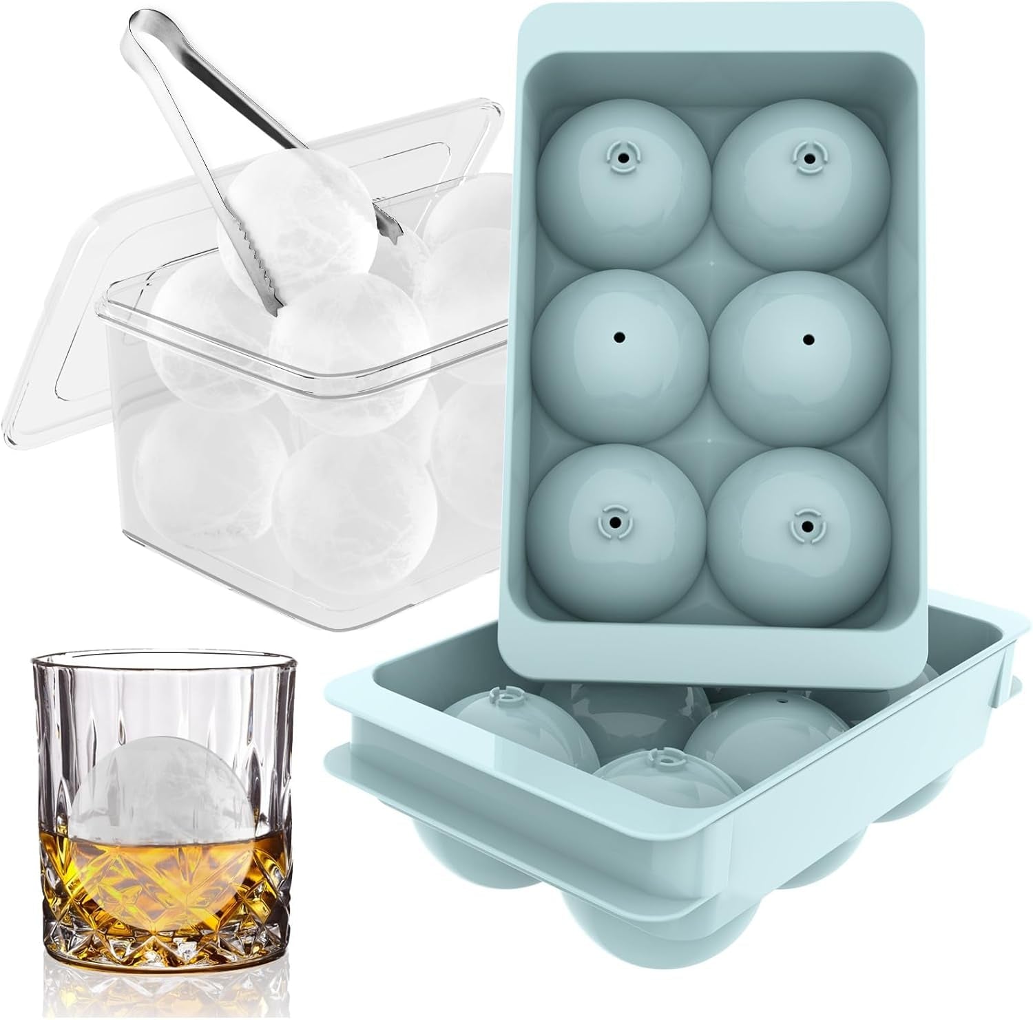 1-9-inch-large-ice-cube-molds-2-pack-round-ice-ball-molds-makes-12-ice-spheres-includes-storage-container-and-tongs-easy-fill-and-twist-release-for-whiskey-bourbon-and-cocktails