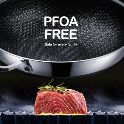 13 Inch Hybrid Stainless Steel Wok with Lid and Steamer Basket, Non Stick Stir Fry Pan, Pfoa-Free, Works on Induction, Dishwasher & Oven Safe3
