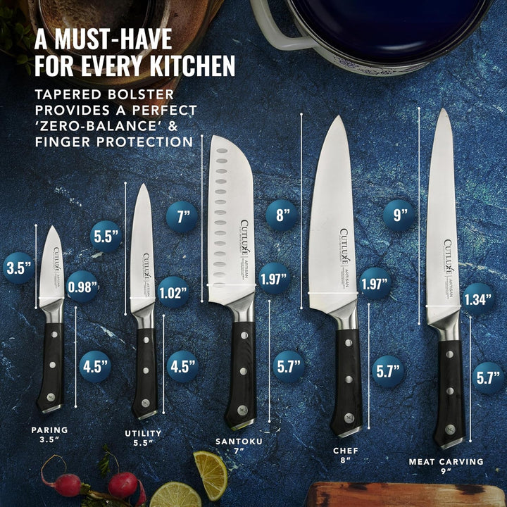 Kitchen Knives, 5-Piece Chef Knife Set – Razor Sharp German Steel | Full Tang Ergonomic Handles, Professional Blades – Artisan Series, Forged High Carbon+2