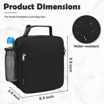 Kids Lunch Box Insulated Letter Print Soft Bag Mini Cooler Back to School Thermal Meal Tote Kit for Girls, Boys, Black3