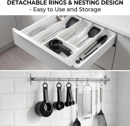 11 Pcs Measuring Cups and Spoons Set - Plastic Nesting for Dry Liquid Ingredients Engraved Markings Kitchen Baking2