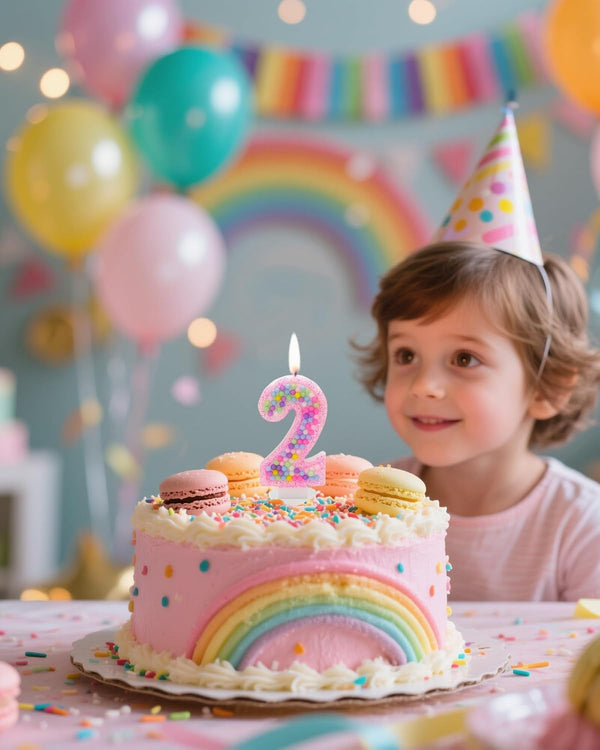Pink Birthday Candles Number 2 Candle - Colorful Macaron Design,2Rd Birthday Decorations for Girl,Two Sweet Theme Birthday Party Supplies2