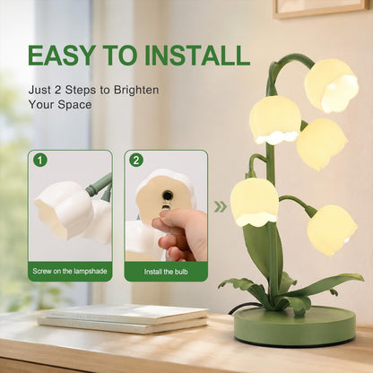 Newaonasen Flower Table Lamp Flower Reading Light with 5 Lily of the Valley5