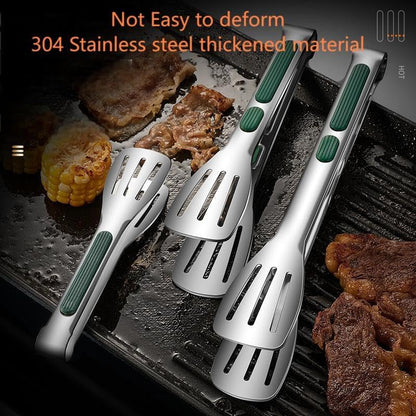 2 Pcs Stainless Steel Kitchen Tongs, Food Tong with Non-Slip Silicone Tips and Grip for Serving, Cooking, Baking and BBQ - Heat Resistant Metal Tongs2