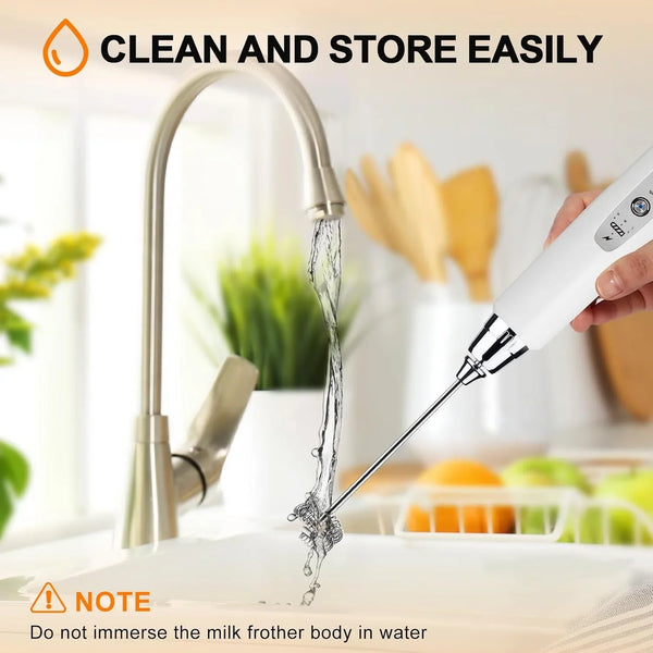 Handheld Milk Frother Wand for Coffee, Rechargeable Electric Whisk with 3 Heads 3 Speeds Drink Mixer Coffee Frother for Latte, Cappuccino, Hot Chocolate, Egg, White8