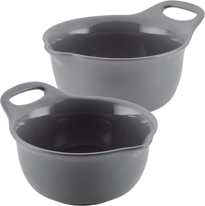 Ceramics Nesting Mixing Bowl Set with Pour Spout, 1 Quart and 2 Quart - Dark Gray1