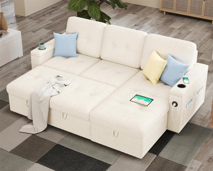 84 Inch Sofa Bed, Sleeper Sofa with Storage, 2 in 1 Pull Out Couch1