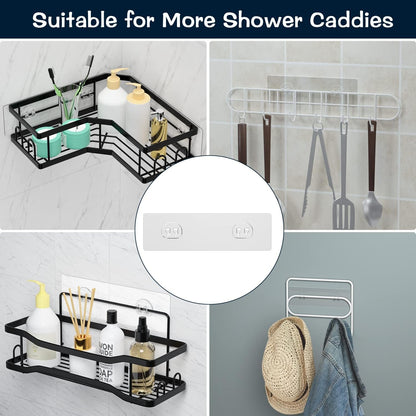 Shower Caddy Replacement Stickers, No Drilling Transparent Adhesive Strips for Shower Caddy, Soap Holder, Bathroom Storage Shelves & Kitchen Racks(4Pack)7