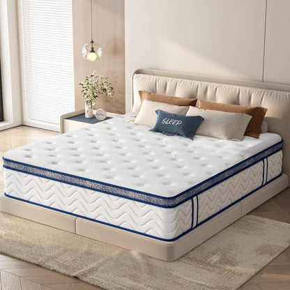 10 Inch Twin Hybrid Mattress in a Box with Memory Foam and Pocket Springs for Pressure Relief, Medium Firm Motion Isolation,Certipur-Us,365 Night Trial,3