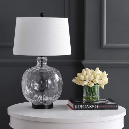 Rae Bedside Table Lamp 26.5" Clear Glass and Black Metal9