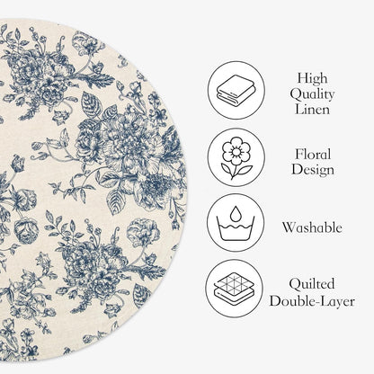 Quilted Vintage Flower round Placemats 15" Set of 63