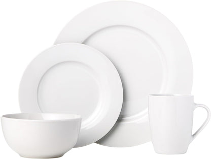 16-Piece Porcelain Dinnerware Set, Microwave and Dishwasher Safe, Service for 4, Plates, Bowls and Mugs, White2