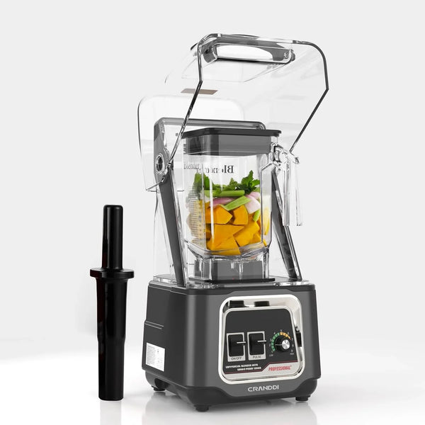 Professional Smoothie Blender, 2200W Commercial Soundproof Quiet Blender with Removable Soundproof Shield for Crushing Ice, Milkshakes, Puree, Self-Cleaning, 50Oz 110V K80 (Grey)2