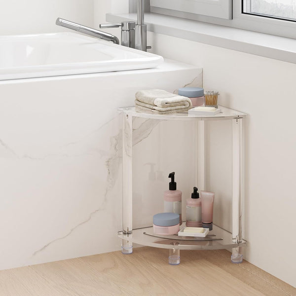 Acrylic Corner Shower Stool for inside Shower, Clear Small Shower Bench for Shaving Legs Seating Waterproof Heavy Duty Assemble Modern (Clear, 11.81" D X 11.81" W X 18.11" H)7