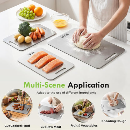 100% Titanium Cutting Board Set of 3, Double-Sided Kitchen Boards | 3-Piece Multi-Size Set One-Piece Pure Titanium Reversible Double-Sided Design Dishwasher Safe Gift-Ready Packaging7
