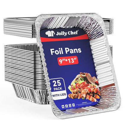 9X13 Aluminum Pans with Lids (25 Pack)- Disposable Foil Food Containers with Lids for Cooking, Heating, Storing, Prepping Food- Thanksgiving, Christmas, Parties1
