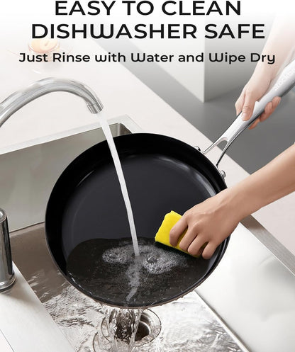Ceramic Nonstick Frying Pan for Cooking, 10.4 Inch Non Stick Tri-Ply Stainless Steel Pan, Non Toxic Skillet, PTFE & PFOA Free, Compatible with All Stovetops, Dishwasher & Oven Safe5