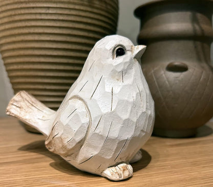 NEW White Modern Farmhouse Bird Figurine, Bird Statue Sculpture - Carved Rustic Distressed Animal Bird Ornaments - Home Decor Accents Collectible Bird Figurine | Spring5