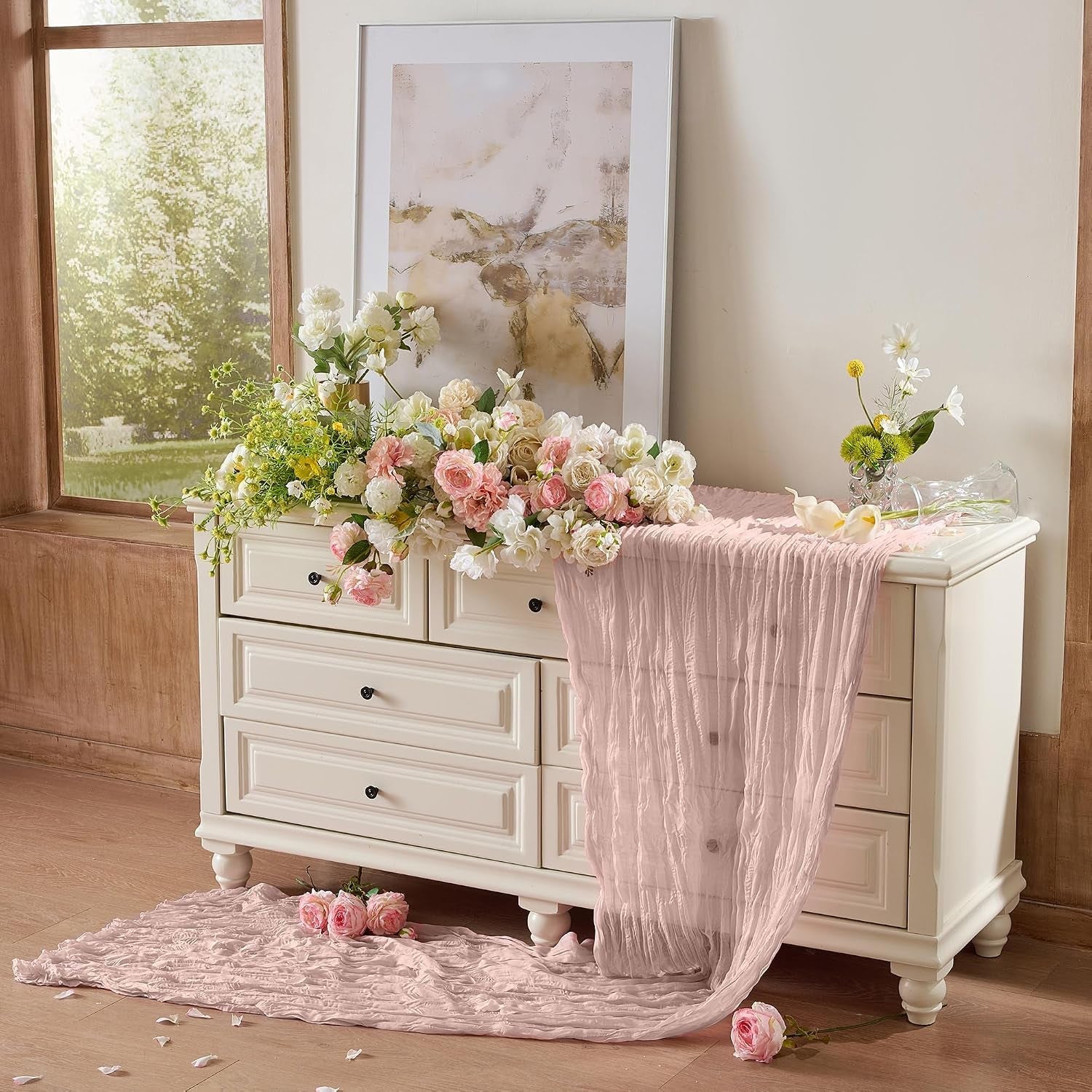 6-pack-dusty-pink-cheesecloth-table-runners-boho-gauze-home-decor