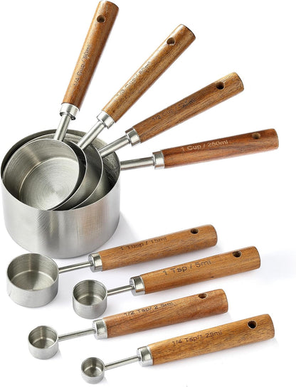 Stainless Steel Metal Measuring Cups and Spoons Set, 8 Pack1