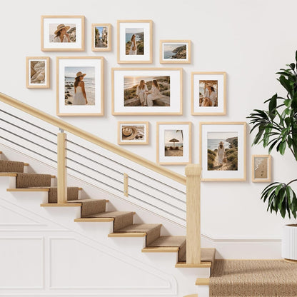 Solid Wood 8X10 Picture Frame with Mat, Natural, 4 Pack5