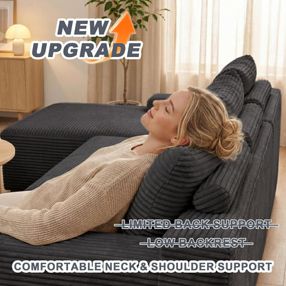 Cloud Sectional Sofa, Boneless Couch for Living Room, Dark Grey7