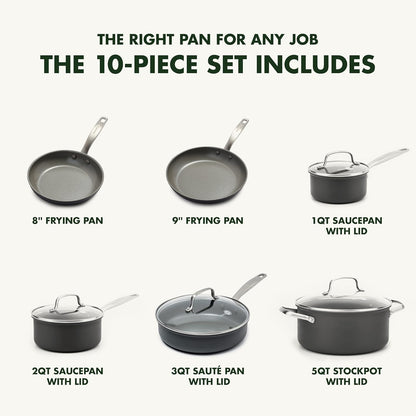 Chatham Hard Anodized Healthy Ceramic Nonstick 10 Piece Cookware Pots and Pans Set, Frying Pan Skillets, Saucepans, Saute Pan, Stockpot, Lids, Pfas-Free, Dishwasher & Oven Safe, Gray4